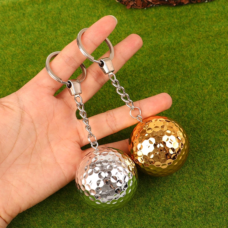 

1Pc Double Layer Electroplated Golf Balls Keychain Gift Craft Souvenir for Men Women Golf Club