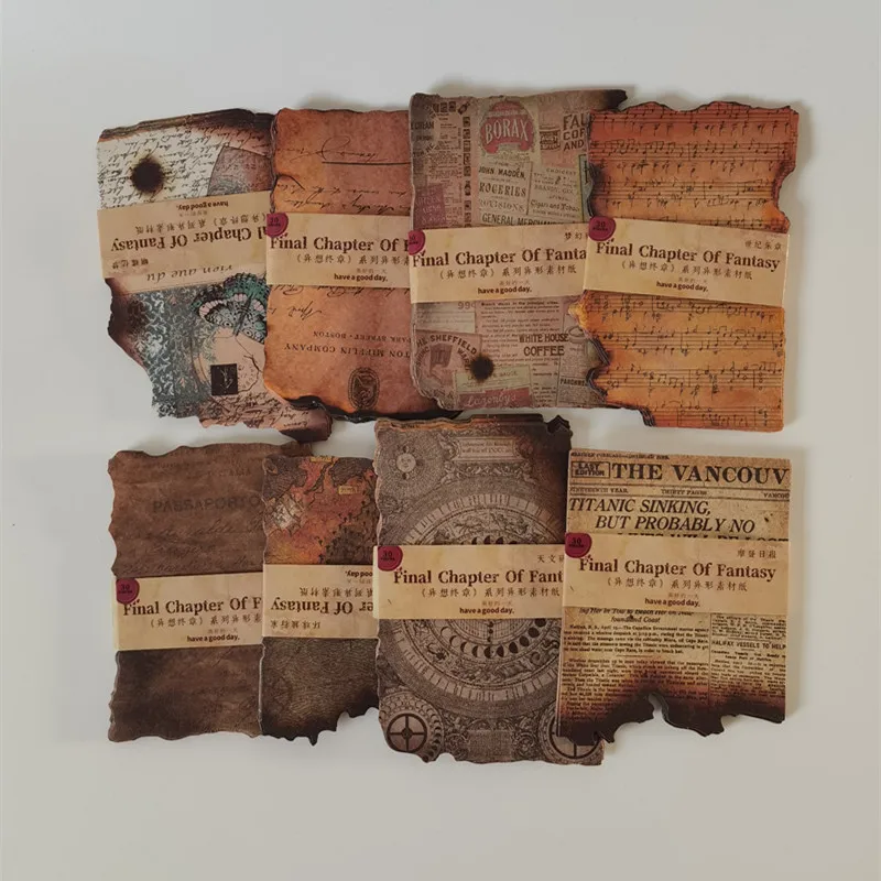 

30 Sheets Vintage burn marks collage material paper Decorative Stationery bill newspaper Art Scrapbooking Lable Journal Planner