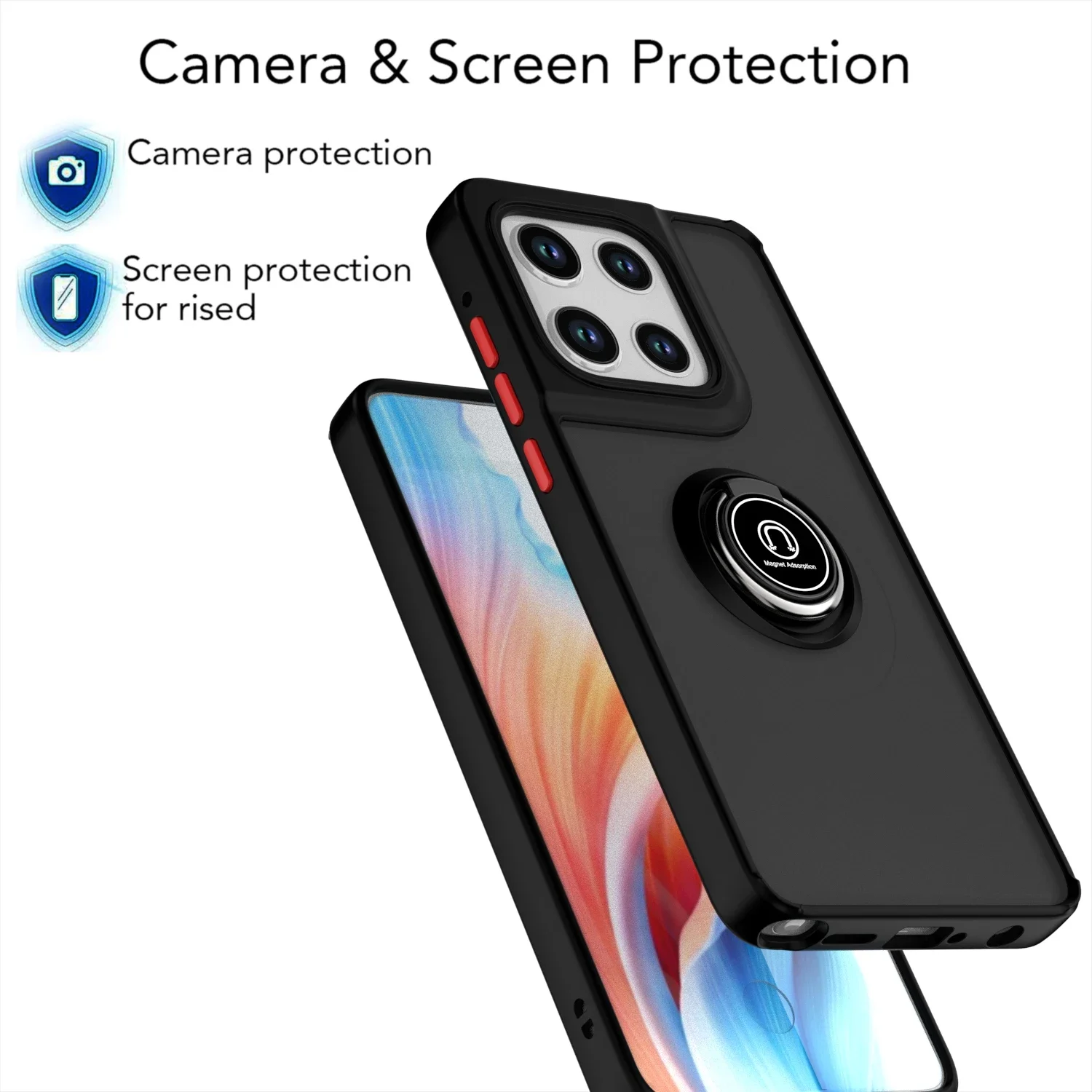 Shockproof Armor Matte Case with Ring Stand