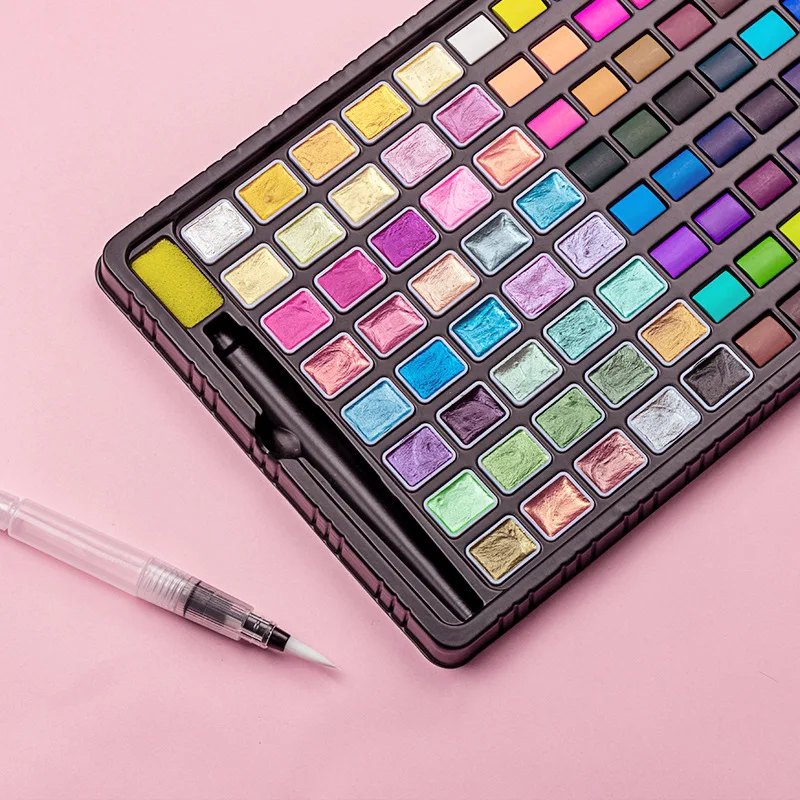 Solid Watercolor Pearlescent Paint 24/36/48/88 Color Set Artist Hand Painted Portable Professional Watercolor