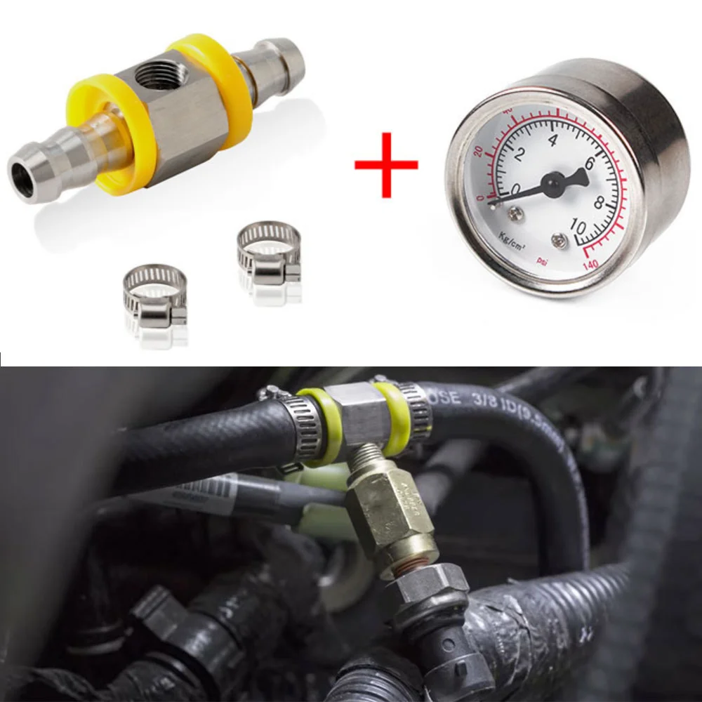 

1/8NPT топливный манометр, датчик давления топлива, тройник для 1/2 или 3/8 T-фитинга, адаптер NPT, мужской, Famale, соединительные аксессуары