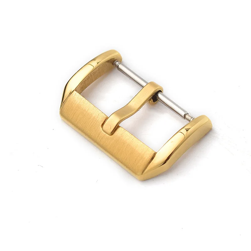 Elegant Stainless Steel Watch Band with Metal Buckle and Square Button Clasp - Available in Silver, Black, and Gold