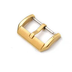 Elegant Stainless Steel Watch Band with Metal Buckle and Square Button Clasp - Available in Silver, Black, and Gold (G 18MM)
