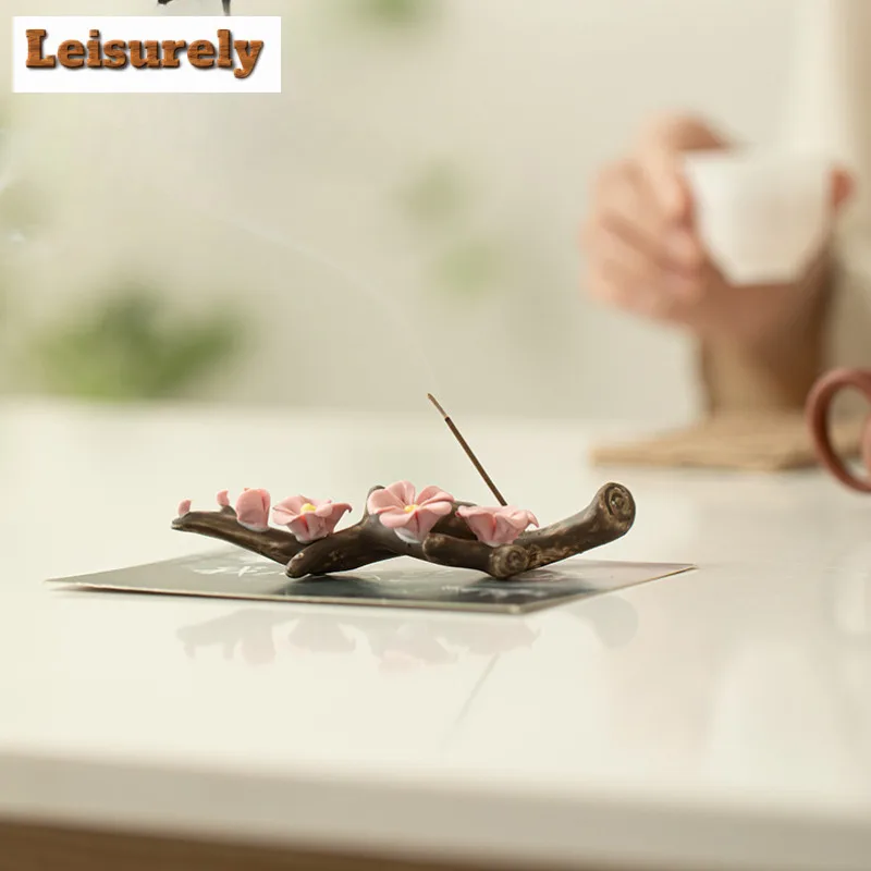 Handmade Pinched Plum Blossom Flower Incense Holder Incense Smoke Waterfall Incense Burner Aromatherapy Censer Pen Rest Ornament