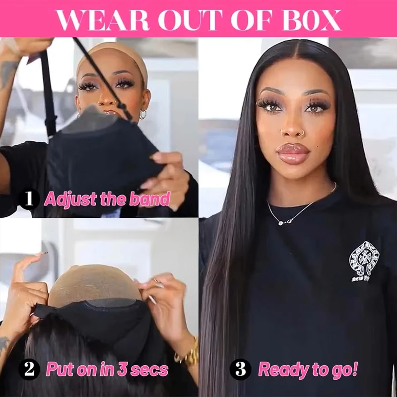 30 40 Inches Human Hair Ready To Wear Pre-Cut Lace Wear And Go Glueless Wigs Straight 13x4 Lace Front Human Hair Wig For Women 3
