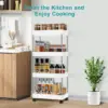 YSSOA Rolling Storage Cart, 4 Tier Slim Mobile Shelving Unit for Storage,360° Rotating Wheel Lockable Utility Cart,Great for Off 5