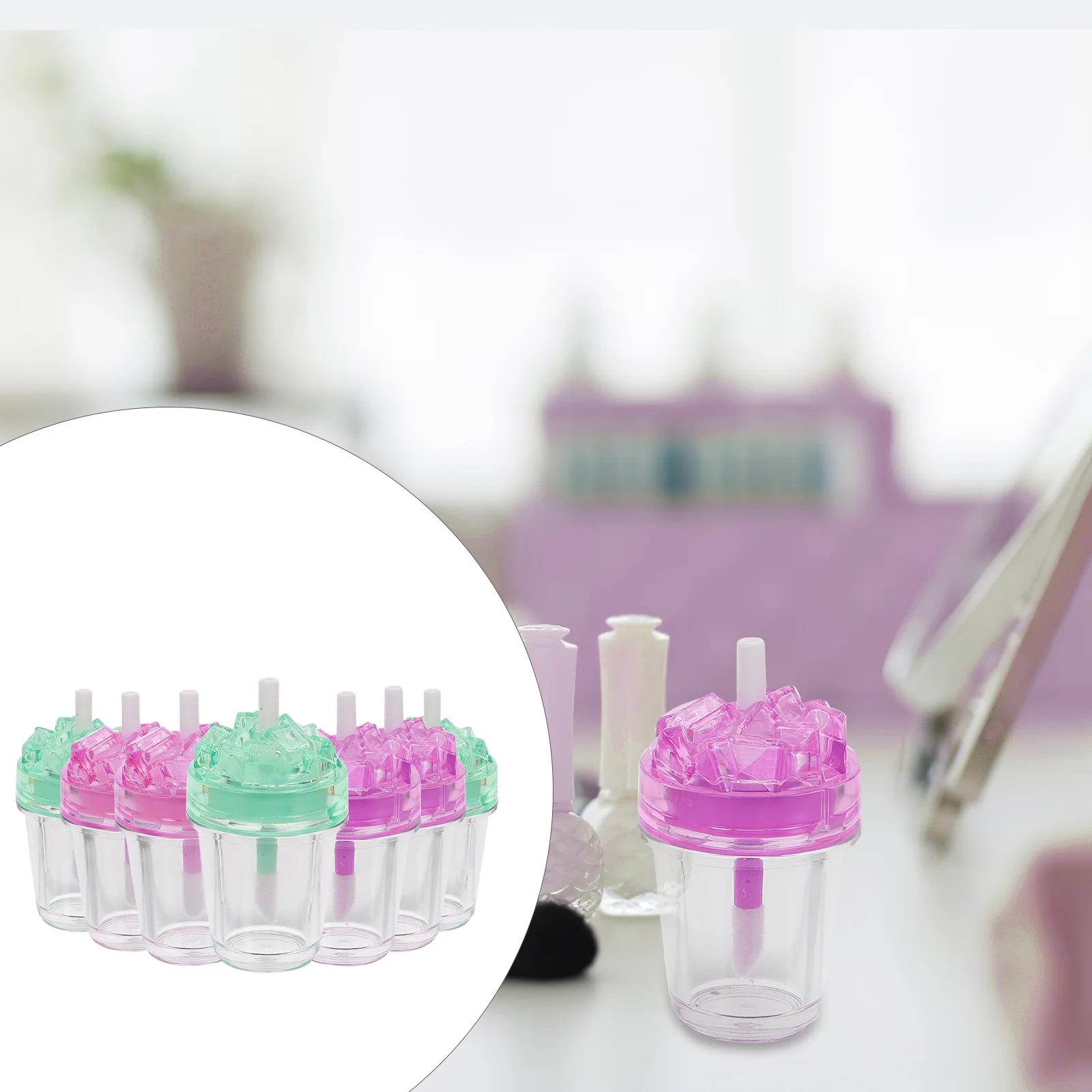 

7 Pcs Milk Tea Bottle Lip Glaze Tube Gloss Container Lash Kits Empty Tubes Lipstick Making Cute with Wand