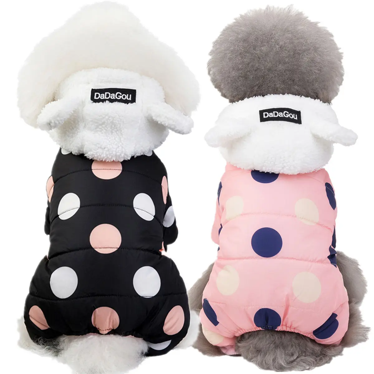 

Dot Pet Clothes Cotton Padded Winter Dog Coat Snowsuit Hoodie Jumpsuit for Small Dogs Cats Water-Resistant Dog Snow Jacket