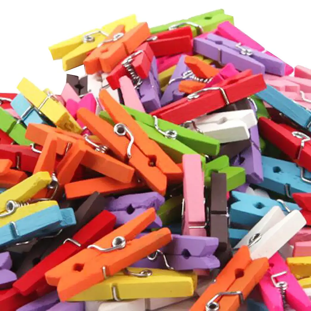 

of 100 Multi '' Wooden Pegs Mini Photo Paper Clothespin Craft Clips