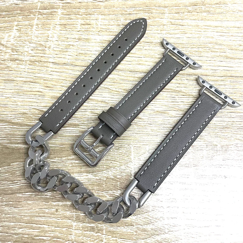 Фото Ремешок кожаный для Apple watch band 44 мм 49 мм 45 мм 42/41/40/38 мм №3