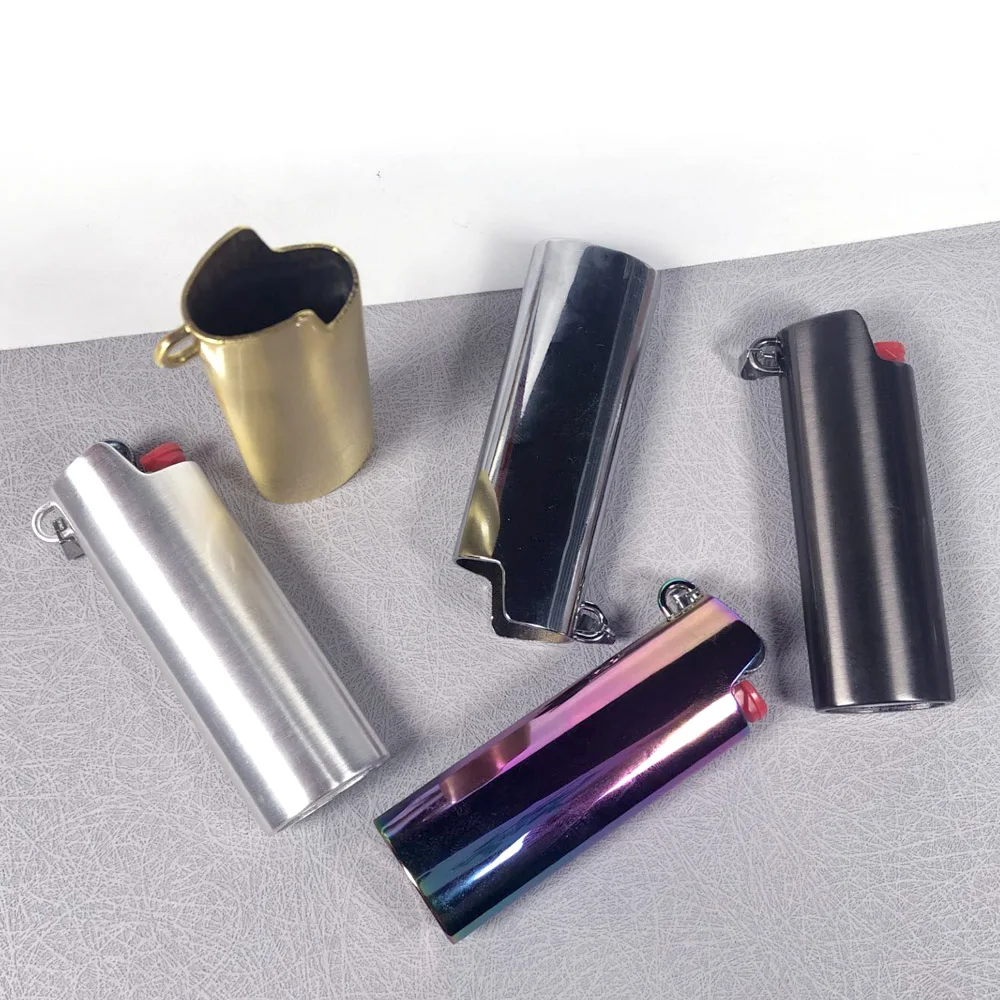 Metal Full Size Lighter Case with Chain Necklace Pendant - Trendy Hip Hop Jewelry Cover Holder