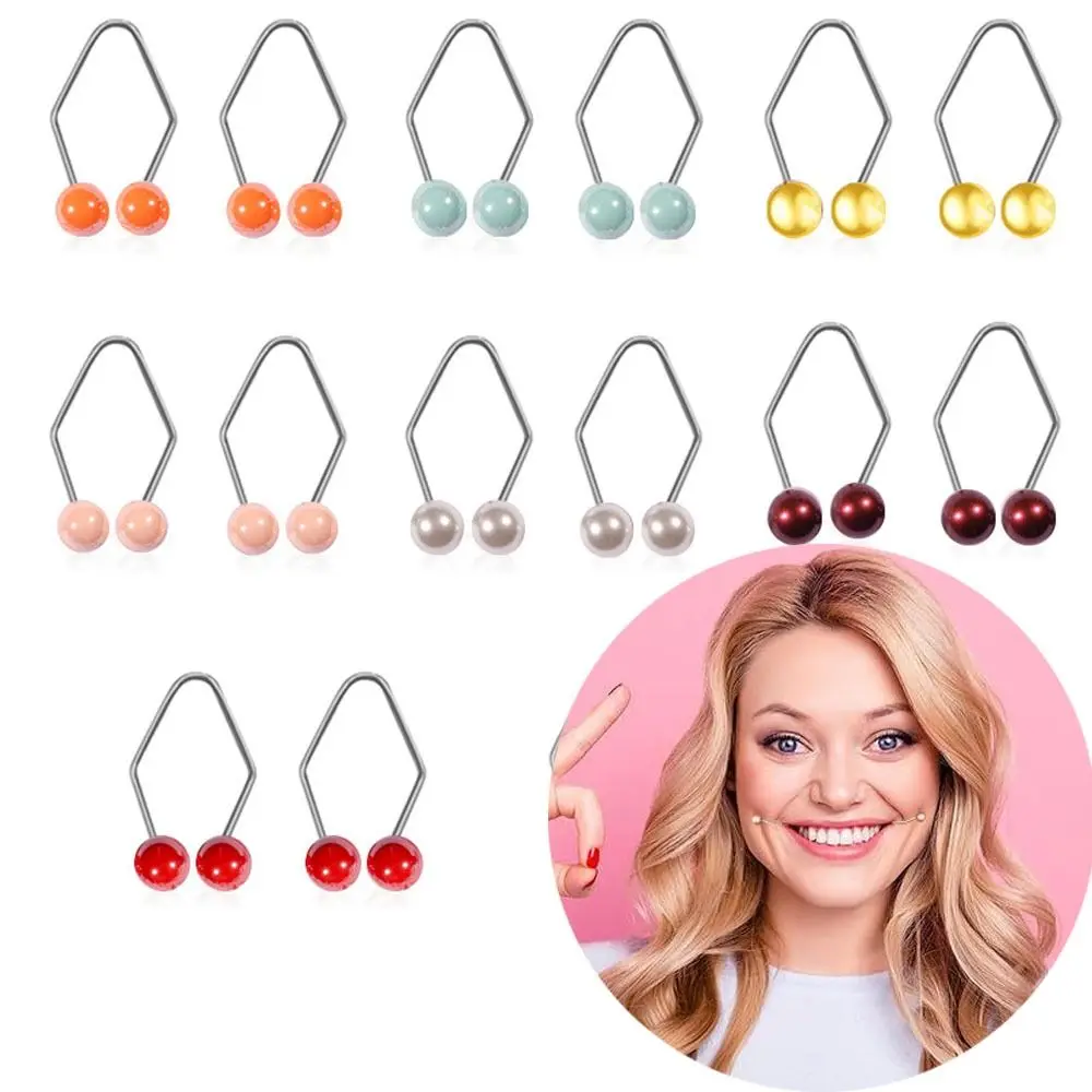 1 Pair Fashion Alloy Dimple Trainer Facial Beauty Tools Pearl Dimple Maker for Cheeks Easy to Wear Facial Dimple Make Tool