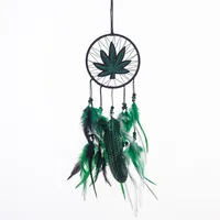 Wholesale Handmade Green Windchimes Home Decor Feather Crafts Dream Catcher 2