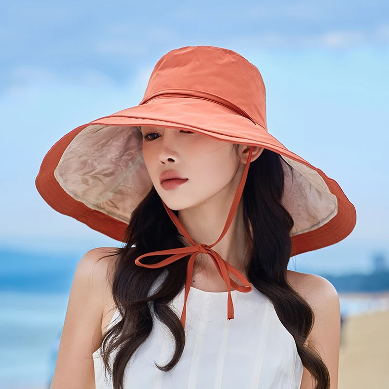 여성 여름 신상 양면 착용 가능 넓은 챙 햇빛 가리개 모자 야외 풀페이스 자외선 차단 모자 캐주얼 스타일 본데샹