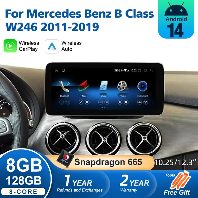 Android 14 CarPlay sans fil pour Mercedes Benz Classe B W246 2011-2019 Lecteur multimédia GPS pour voiture Autoradio Stéréo DSP Navi 1