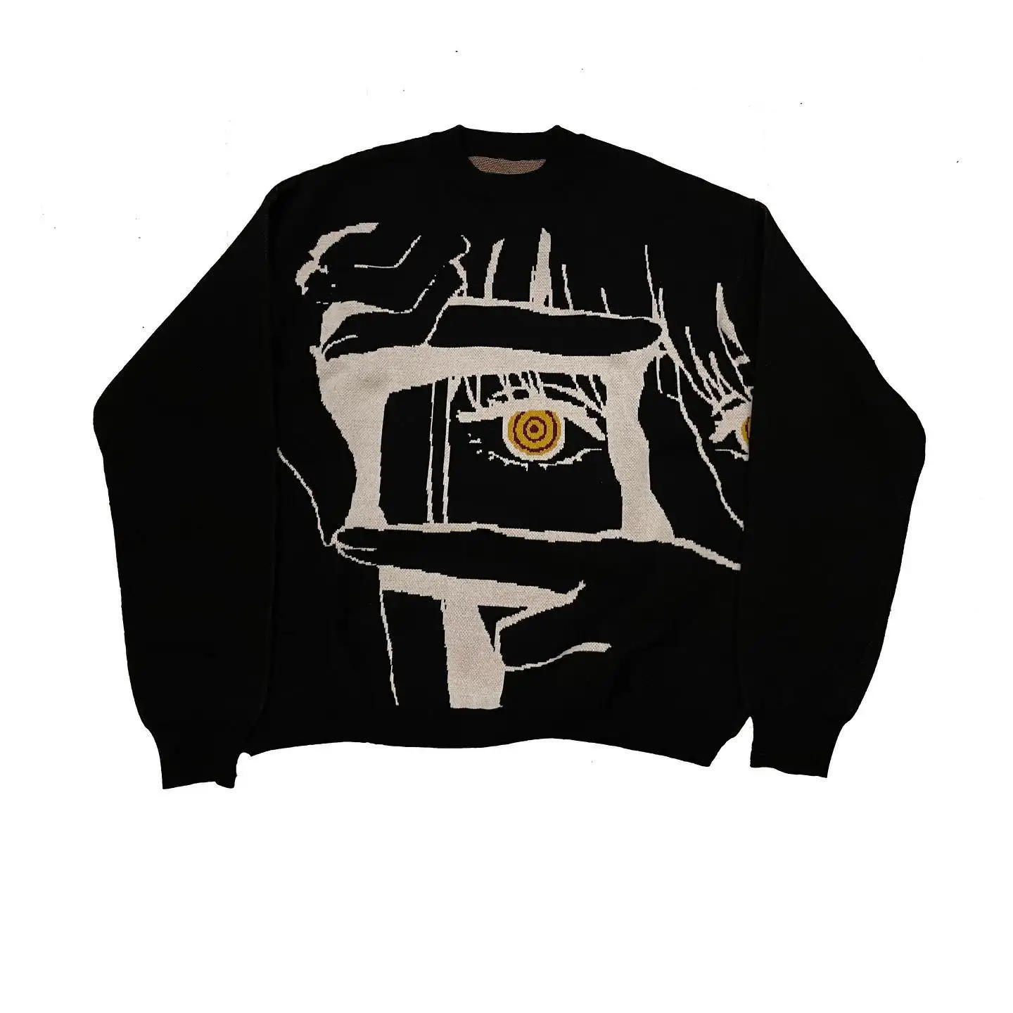 

traf y2k Women's sweater pullover sweatshirt long sleeve winter vintage print pattern clothes hip hop oversize back school fit