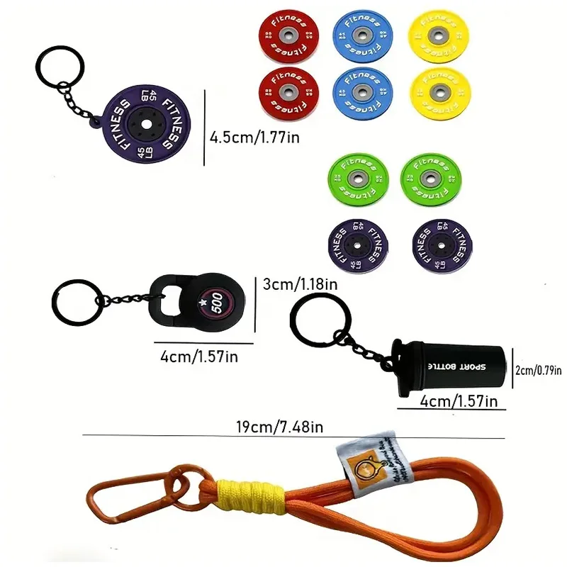 3DMini Dumbbell Fitness Kettle Keychain for Women Men Fashion Bag Pendant Fitness Enthusiast Athlete Bag Car Key Decoration Gift