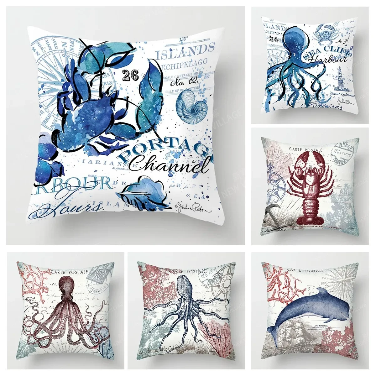 

Underwater animal print pillowcase, sofa cushion cover, home decoration can be customized for you 40x40 50x50 60x60 45*45 35x35