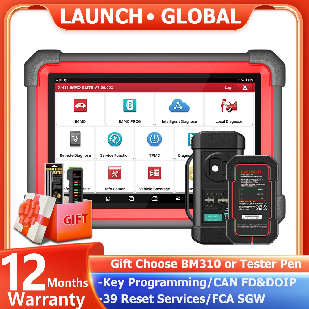 

LAUNCH X431 IMMO ELITE Key Programmer Auto Key Tool OBD2 All Systems Diagnostic Scanner 39 Reset Smart X-PROG 3 Immobilizer