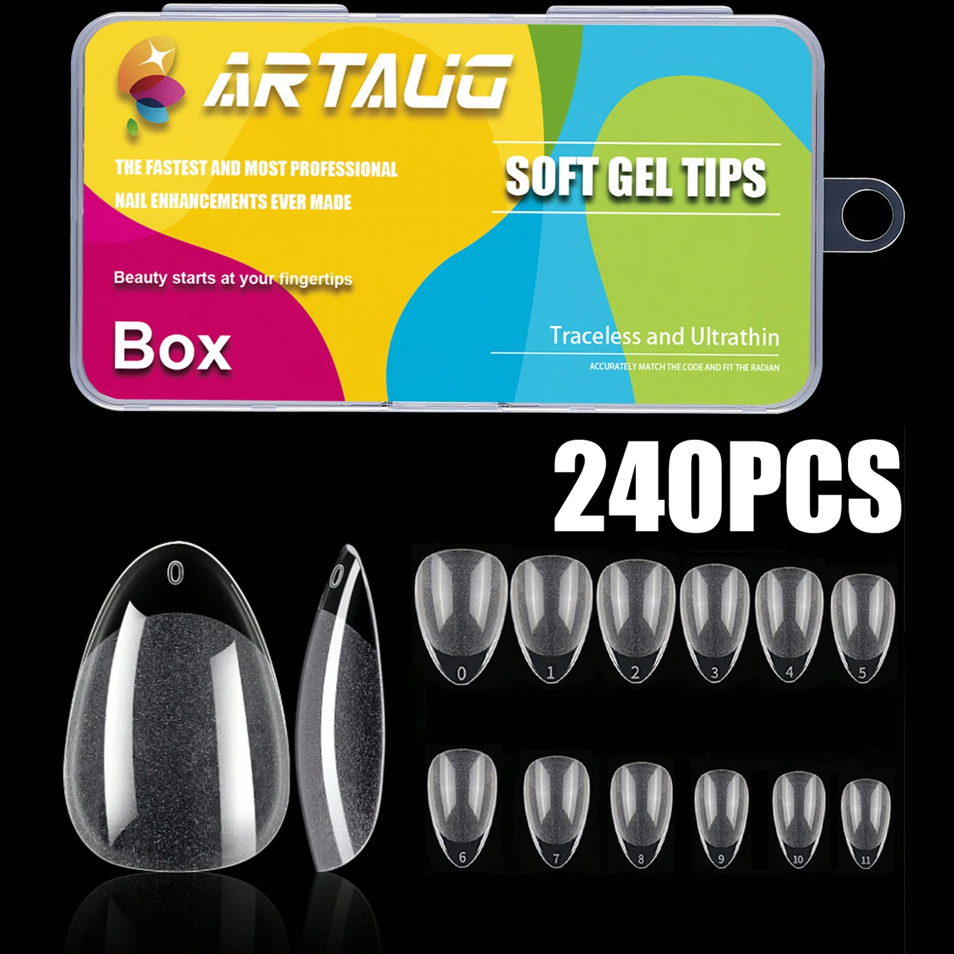 Fake Nails 240PCS/Box Half Matte Almond Nail Tips Full Cover Soft Gel Artificial Nails