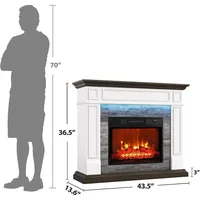 44 Inch LED Electric Fireplace with Fireplace, LED Effect and Stacked Stone Surround, Living Room Remote Timer 2