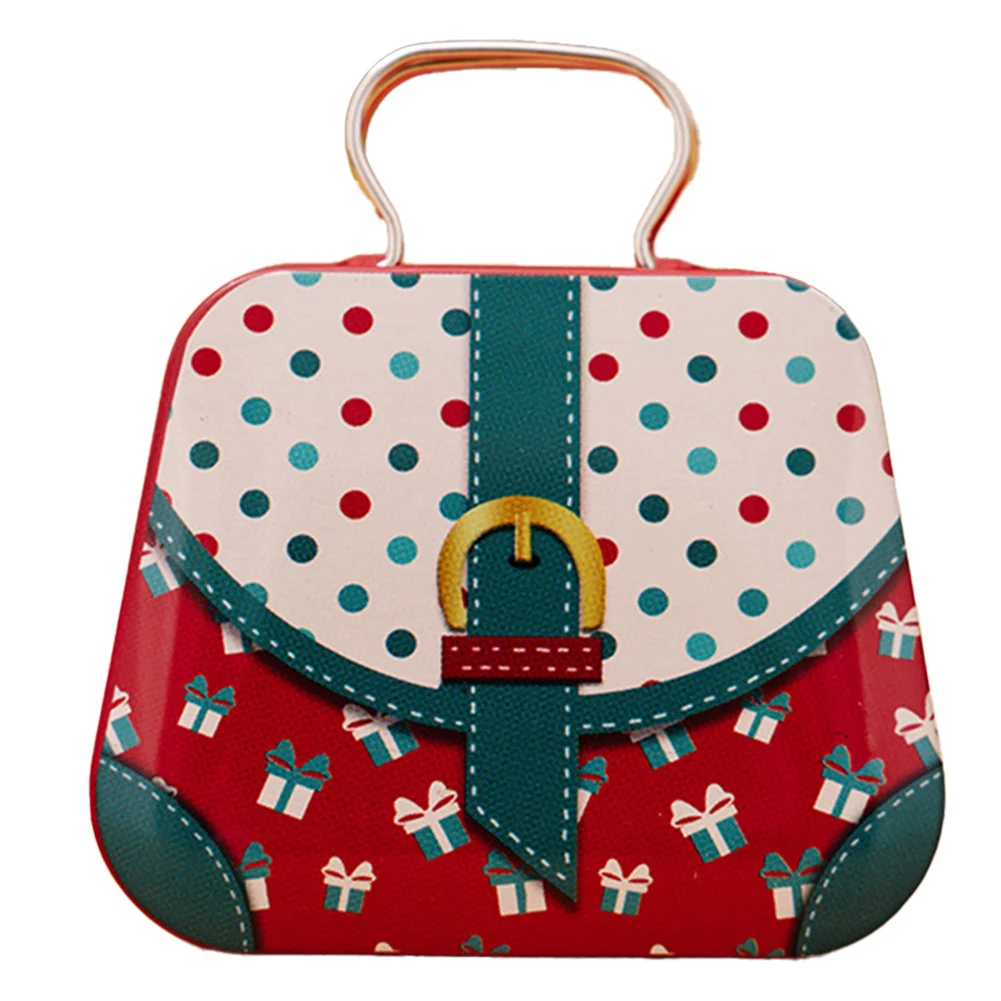 1pc Christmas Cookie Box Handbag Shaped Xmas Cookie Box Tinplate Metal Xmas Holiday Seasonal D&eacute;cor Storage