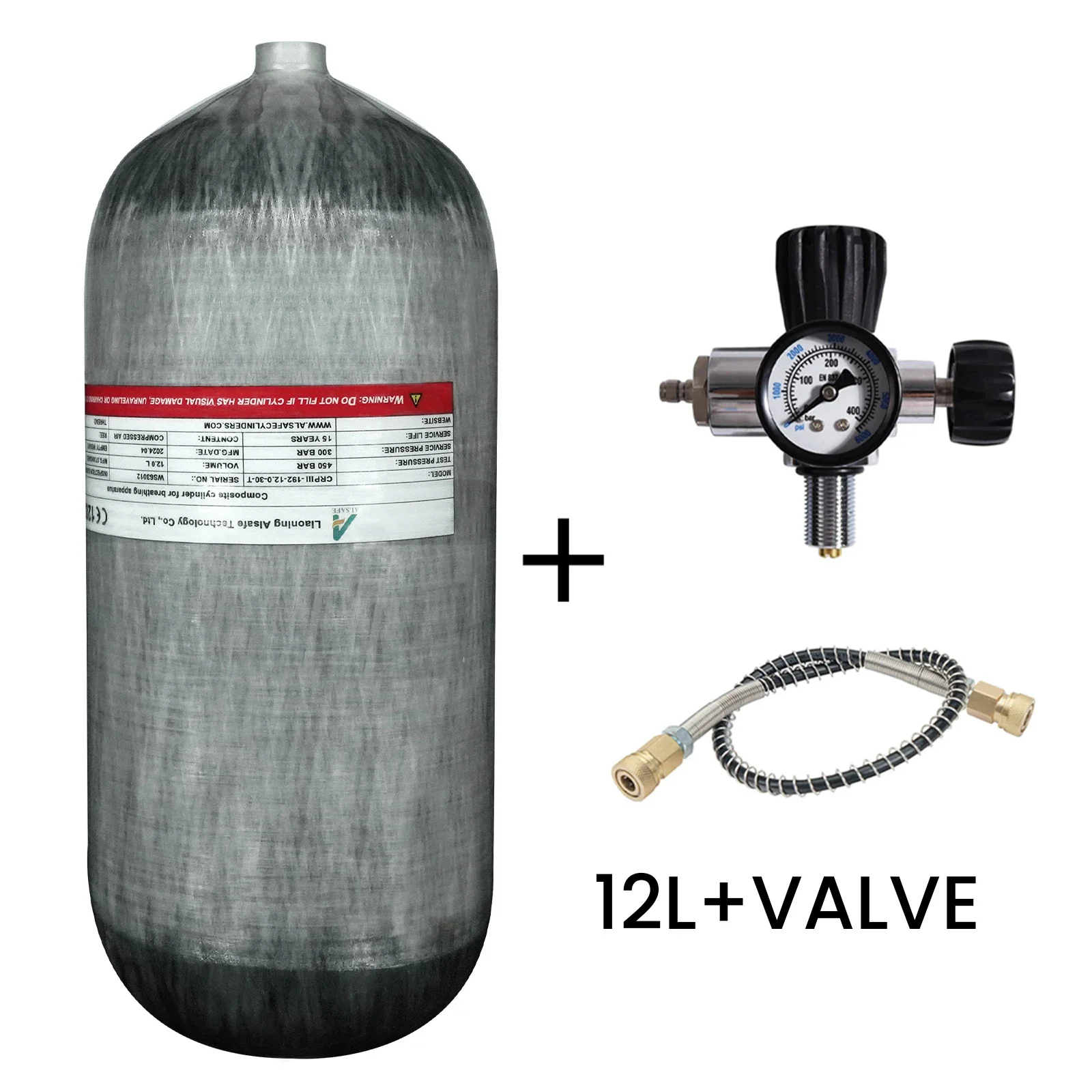 TUXING 300Bar 12L Carbon Fiber Cylinder with Regulating Valve for Underwater Swi