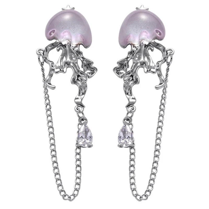 

Eetit Personalized Pink Resin Glass Tassel Chain Fashion Stud Earrings Charm Chic Zinc Alloy Copper Prevent Allergy Jewelry New