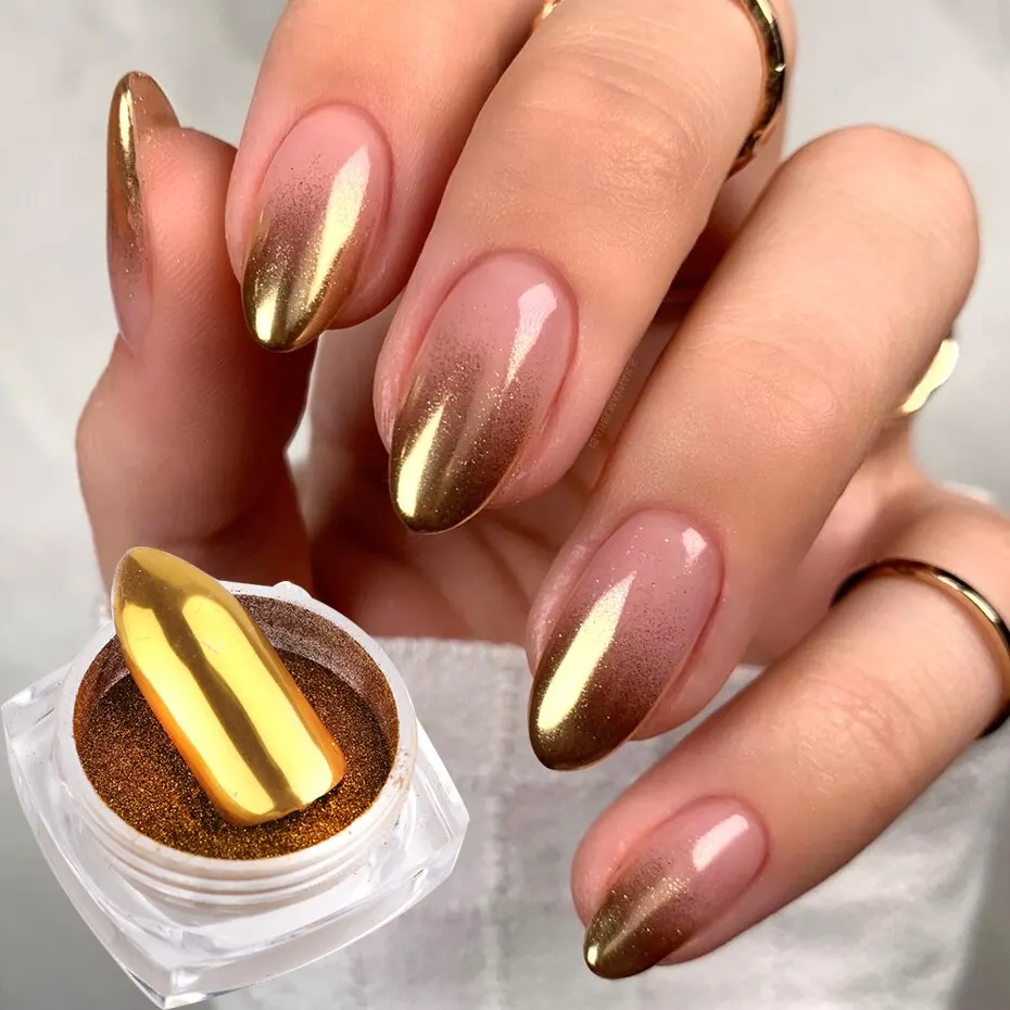 12 Colors Chrome Mirror Nail Powder Pigment Metallic Colorful Gold Silver Rubbing Dust Glitter Nail Art Decorations Manicure