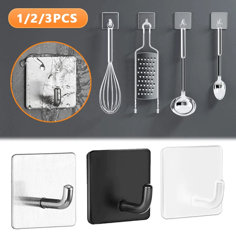 304 Stainless Steel Hooks Sticker Wall Mounted Hanger Selfadhesive