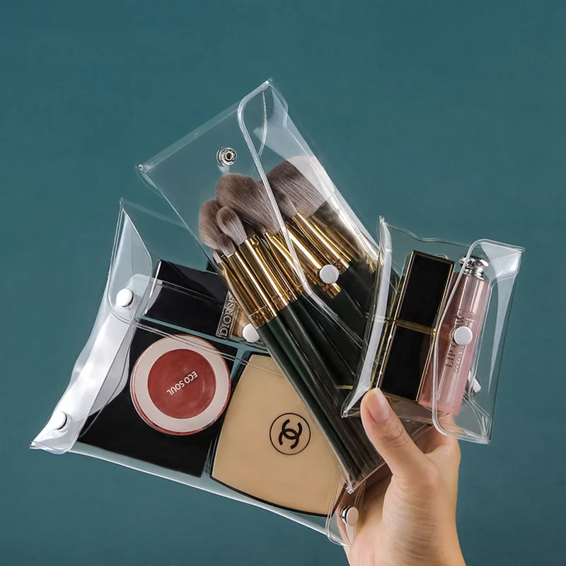 

Makeup Bag Clear Organizer Cosmetic Bags Travel Portable Brush Case Storage Set PVC Transparent Pen Bag Bath Toiletry Wash Bag