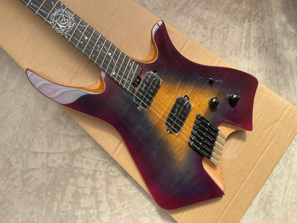 新品　7弦ヘッドレスエレキギター　アッシュボディー＆バールメイプルトップ 新品 7弦ヘッドレスエレキギター アッシュボディー＆バール