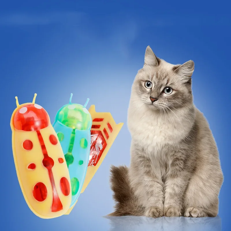 Mini Cat Toy Electric Bug Cat Toy Interactive Cute Ladybird Beetle Automatically Turn Over Pet Insect Interactive Jouet Chat