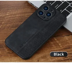 Leather Shockproof Business Phone Case - Soft and Durable Cover - iPhone 7 8 Plus (Black)