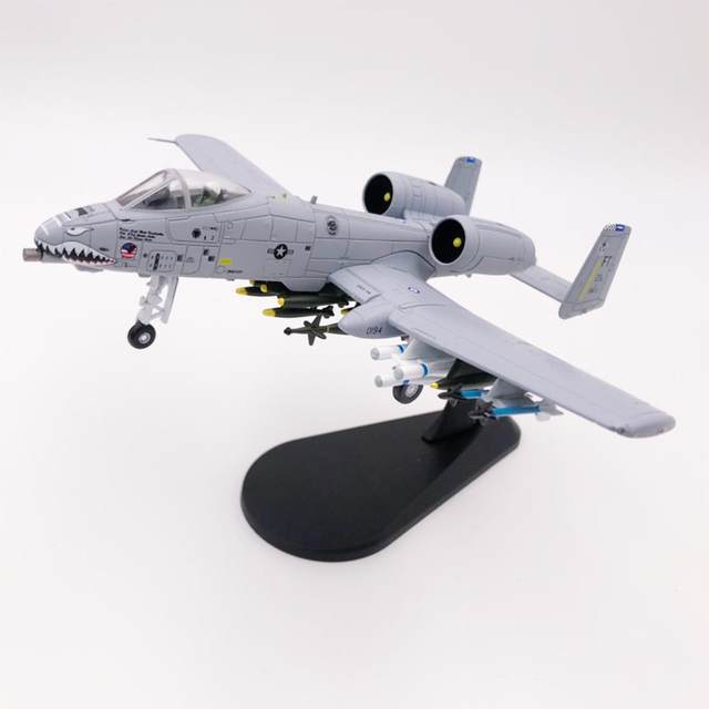 1/100 Scale Die Cast Realistic Aviation USA A-10 Attack Plane Airplane Fighter Aircraft Model Toys w/ Display Stand