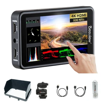 Desview R5II 카메라 필드 모니터, 5.5 인치 800nit 고휘도 풀 HD 터치 스크린, 1920x1080 3D Lut HDMI DSLR 카메라 모니터