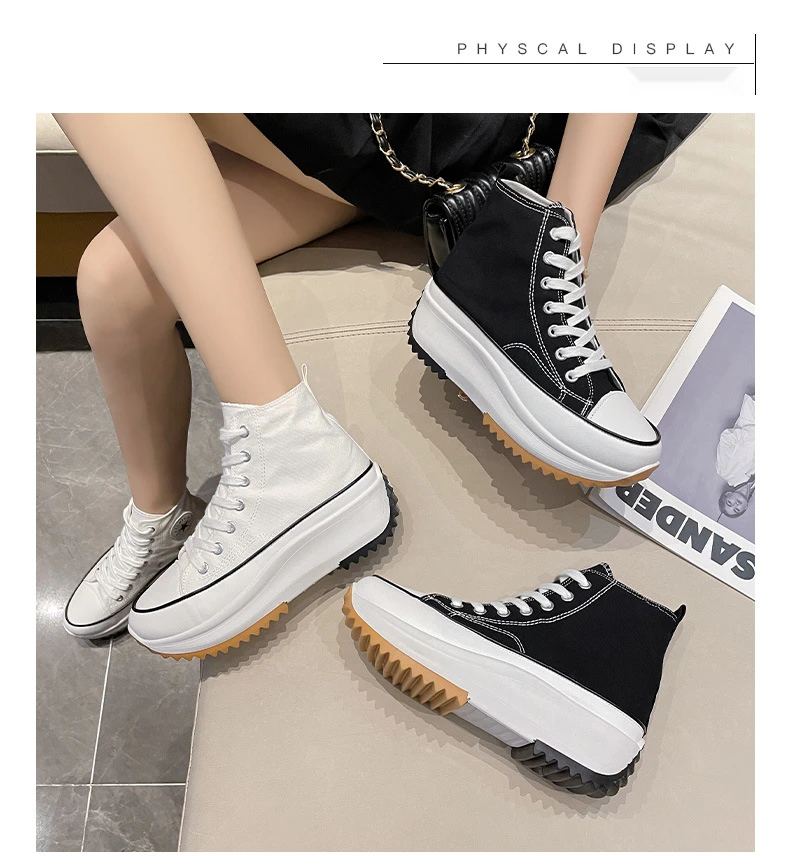 Grandi scarpe di tela da donna 2022 Nuove scarpe casual alte, piccola e popolare suola spessa Matsutake, piccola versatile_voghion.com