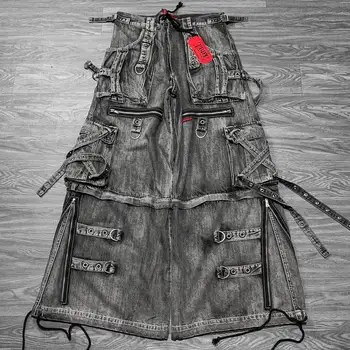 Vintage Heavy Jeans Y2K Clothes Men Women Harajuku Hip Hop Multi Pocket Washed Distressed Baggy Jeans Oversized Wide Leg Trouser 1
