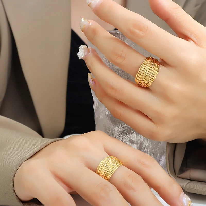 Multi Layered Sparkling SilverLine Wrapped Ring for Women Men Trendy Personality Adjustable Open Ring Jewelry finger rings fashion rings fashion ring