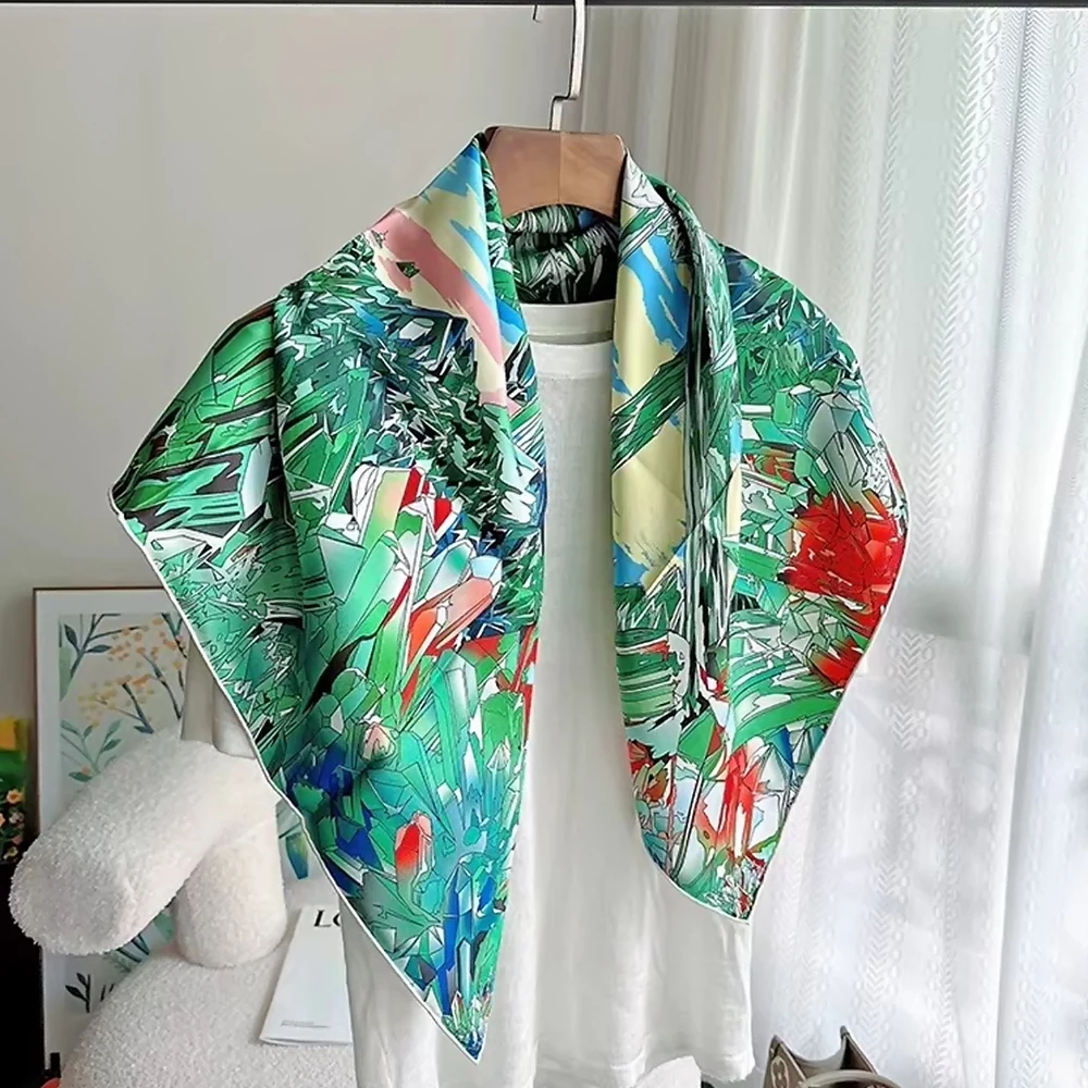 

BYSIFA|Femmes Green Silk Scarf Cape Foulard Fashion Elegant 100% Mulberry Silk Scarves Shawls Fall Winter Long Scarves Hijabs