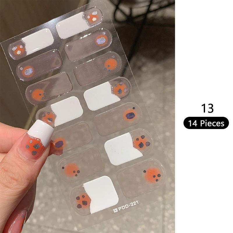 Waterproof No Baking Gel Nail Polish Film Long Lasting Full Sticker Gel Nail Stickers Gel Nail Patch Polish Strips DIY Nail Art 2