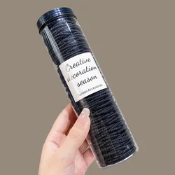 100 - Pack Solid Color Elastic Hair Bands (A black)