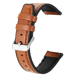 Premium Silicone Leather Watch Band - Versatile Strap & Bracelet Accessories for 22mm (Brown si)