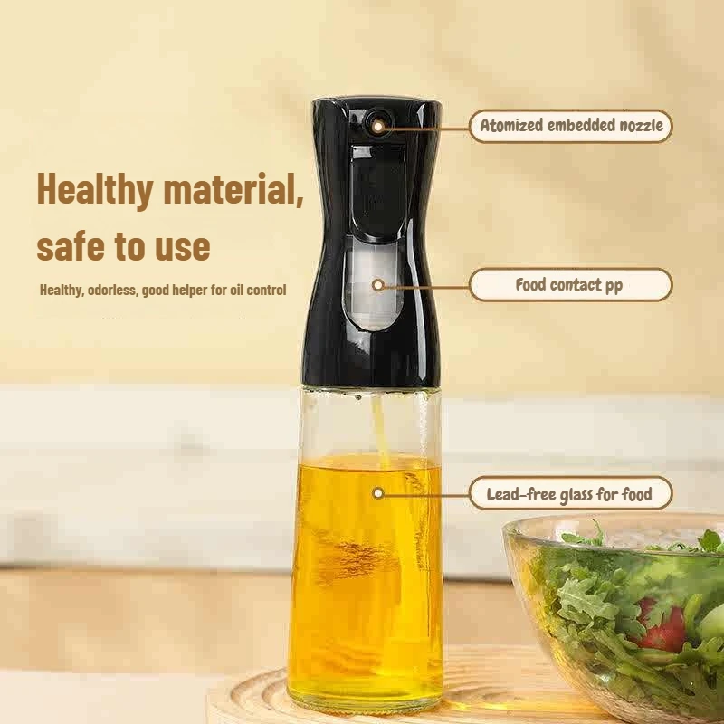 200/500ML Glass Oil Dispenser Pump Bottle with Mist Spray Nozzle for Healthy Oil Spraying in Kitchen accessories