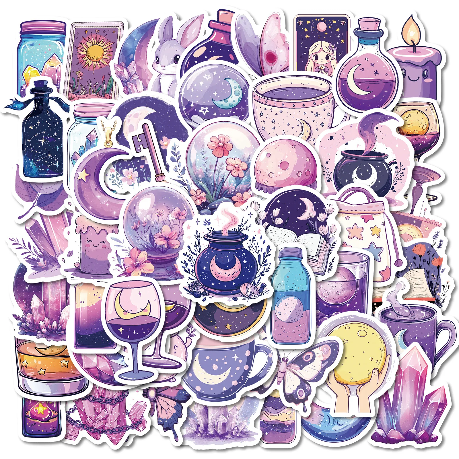 50Pcs 아트 매직 문 스티커 노트북 스크랩북 수하물 기타 헬멧에 대한 마녀 문 데칼 DIY 낙서 미적 스티커