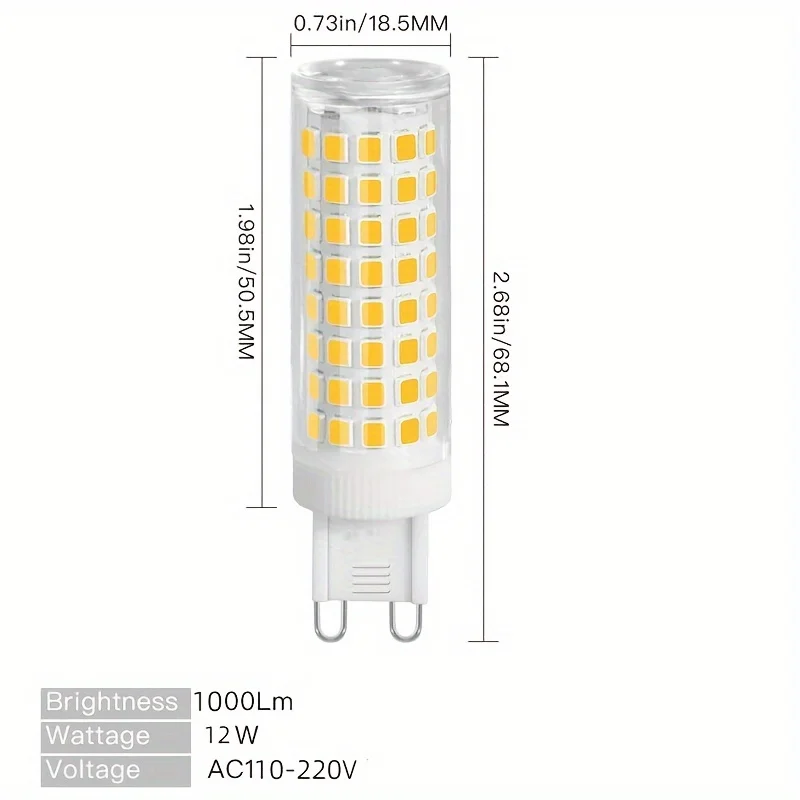무지향성 LED 전구, 천장 선풍기, 샹들리에, 밝기 조절 불가, 110-220V T3/T4 베이스 교체, G9 12W, 5 개