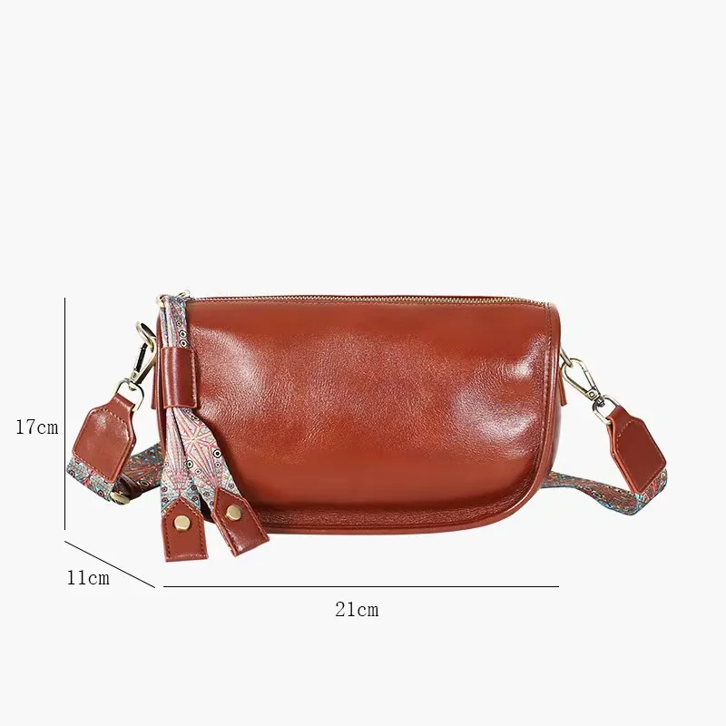 Genuine Leather Broadband Underarm Women's Bag Y2k New High-End Fashionable Top Layer Cowhide Female Single Shoulder Crossbody