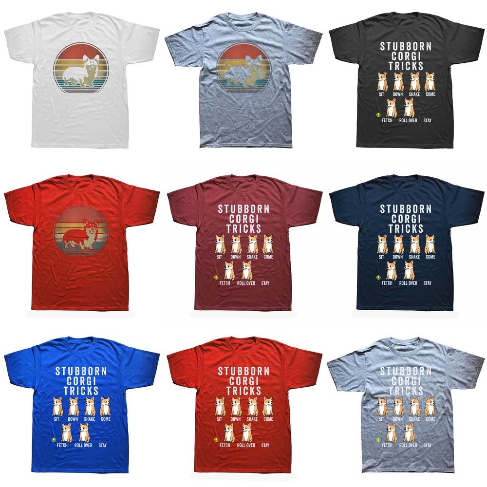 Divertenti magliette Welsh Corgi Dog Art stile estivo grafica in cotone streetwear manica corta regali di compleanno T-shirt da uomo_voghion.com