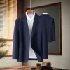 2024 Fine Solid Color Business Fashion Matching Handsome Trend Work Leisure Matching Single Suit Coat Gray, Black, Navy Blue 1