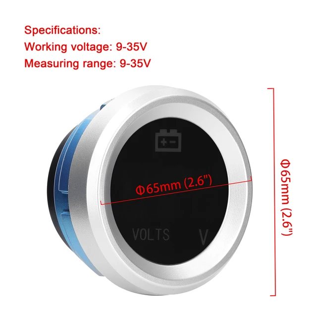 Voltmetro Auto 12V - Misuratore Di Tensione Da 52mm Per Cruscotto